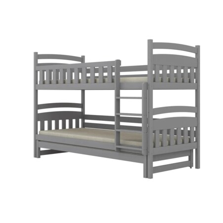 Łóżko piętrowe JULITA 200x90 szare drewniane trzyosobowe