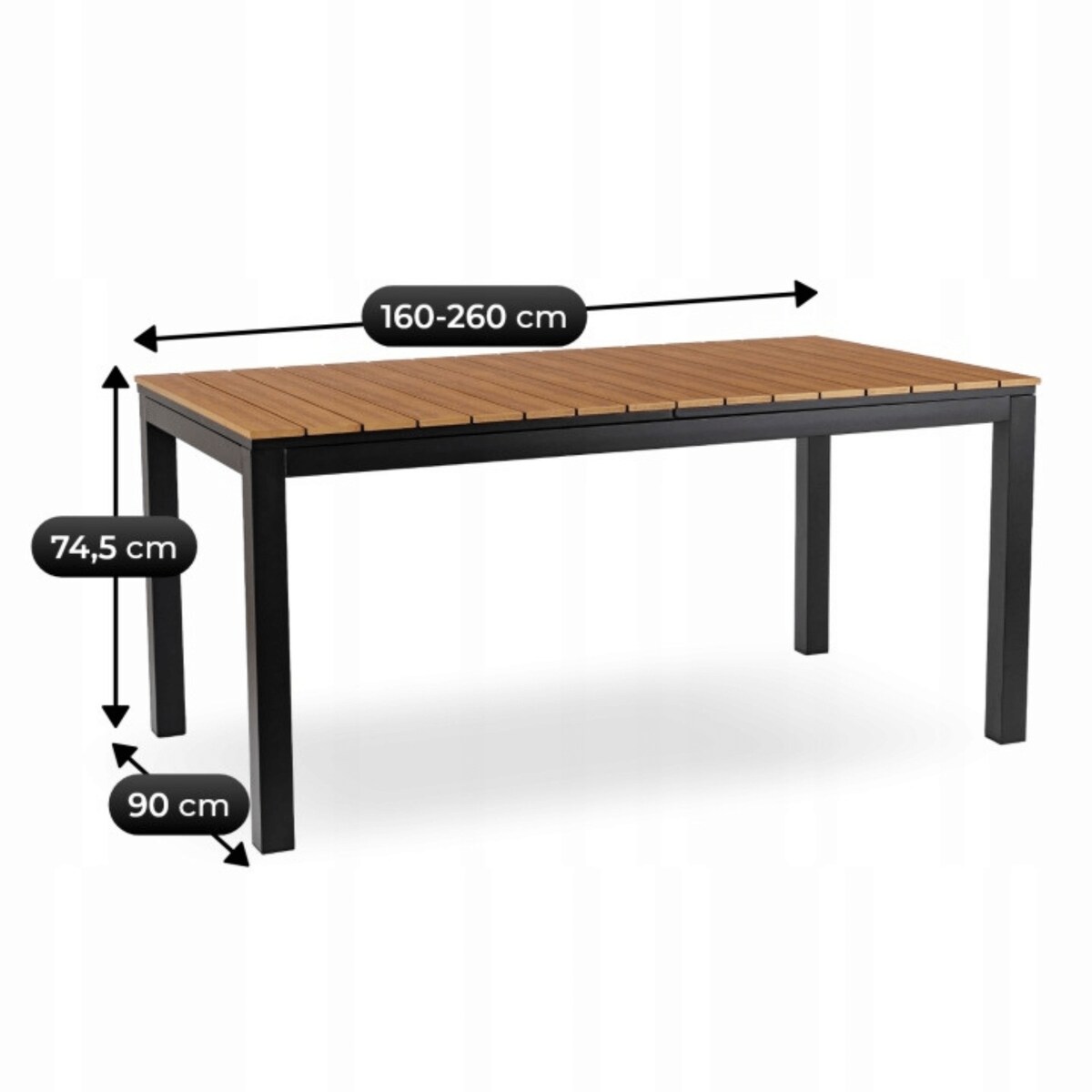 Stół Ogrodowy Rozkładany Na Ogród Działka Taras Dąb Czarny ARGOS 160-260