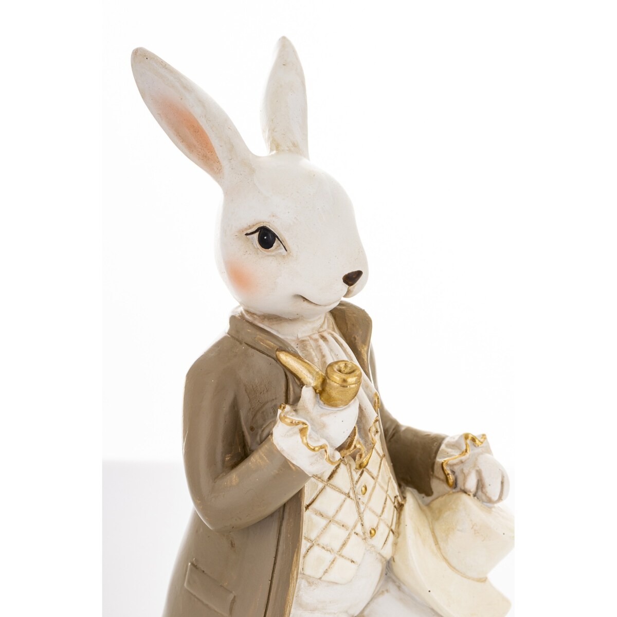 Dekoracja - królik na krześle 19x8,5x7,5 cm SONRA z fajką i kapeluszem