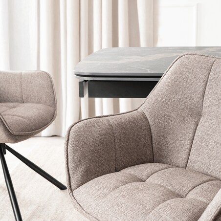 Krzesło Tapicerowane Obrotowe Kubełkowe Do Jadalni Salonu Cappucino PEONY 2