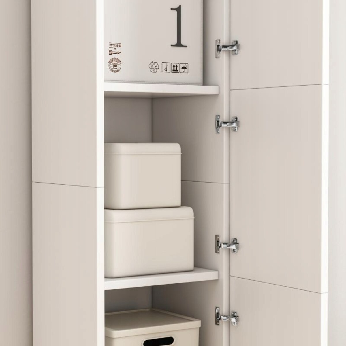 Regał słupek biały nowoczesny stojący wysoki 3 drzwi 170cm szafka zamykana