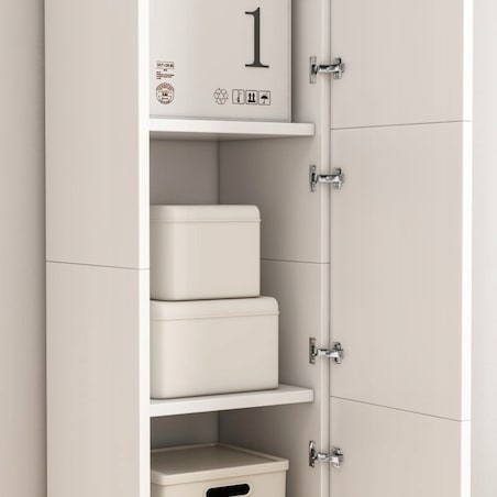 Regał słupek biały nowoczesny stojący wysoki 3 drzwi 170cm szafka zamykana