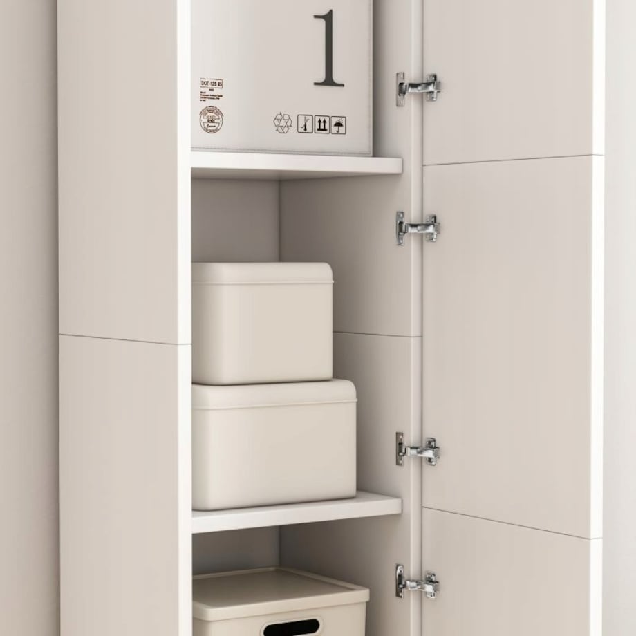 Regał słupek biały nowoczesny stojący wysoki 3 drzwi 170cm szafka zamykana