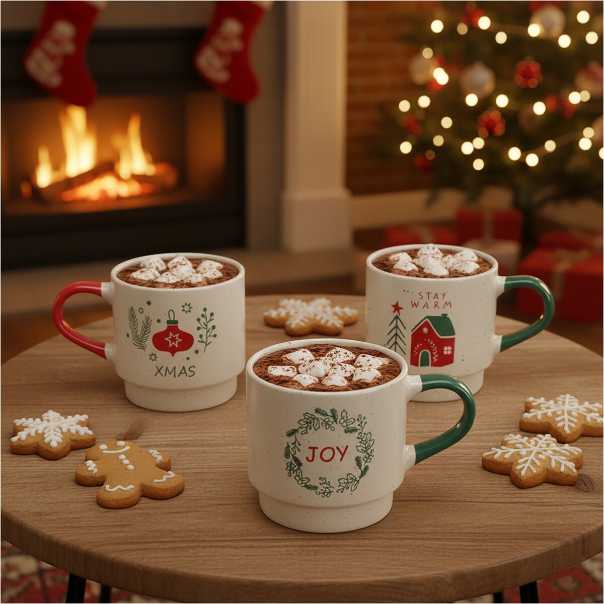 Kubek Z Uchem Świąteczny 380 Ml Porcelanowy Zimowy Świąteczny