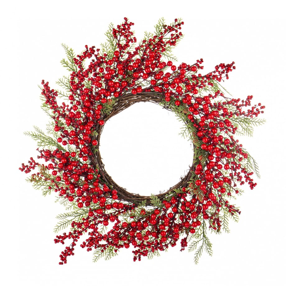 Wianek jesienno-zimowy 55x55x12 cm z jagód berberysu