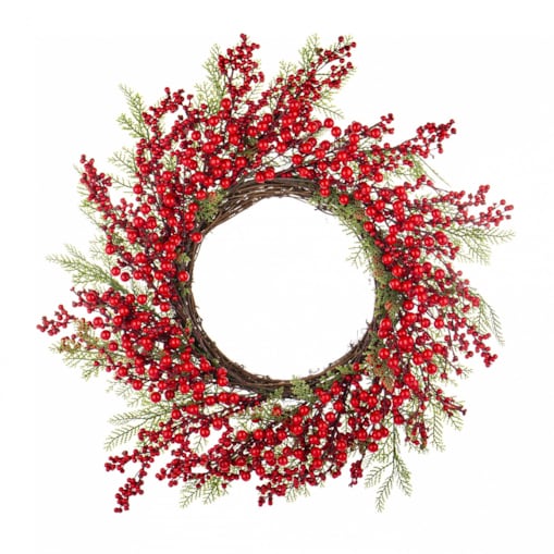 Wianek jesienno-zimowy 55x55x12 cm z jagód berberysu