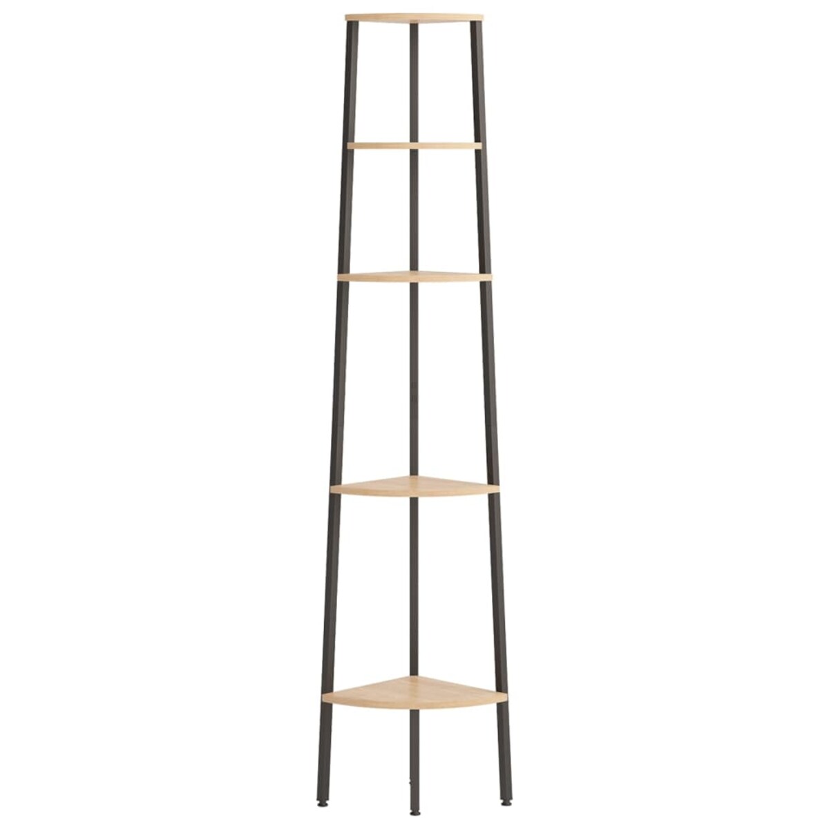 vidaXL Regał narożny, 5 półek, jasnobrązowo-czarny, 45,5x31,5x180 cm