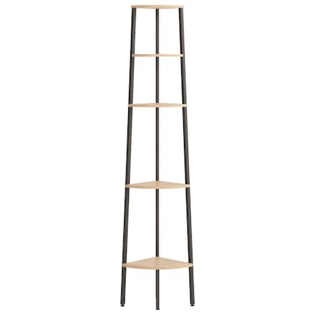 vidaXL Regał narożny, 5 półek, jasnobrązowo-czarny, 45,5x31,5x180 cm