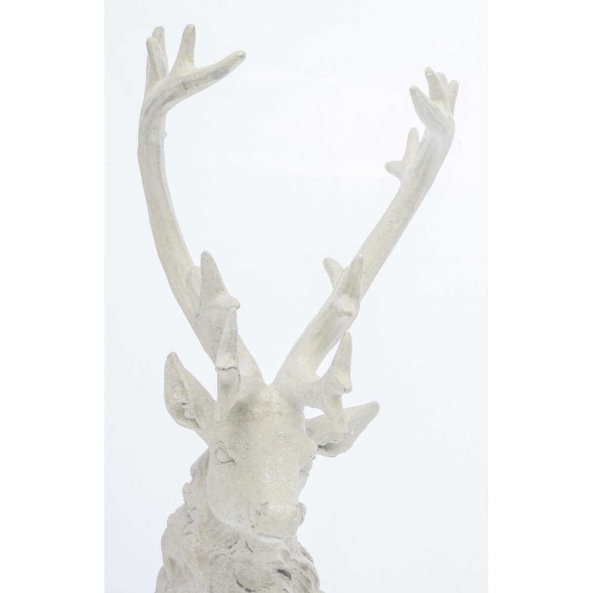 Dekoracja - figurka leżącego białego jelenia 38x32x15 cm KARGU-3 srebrny