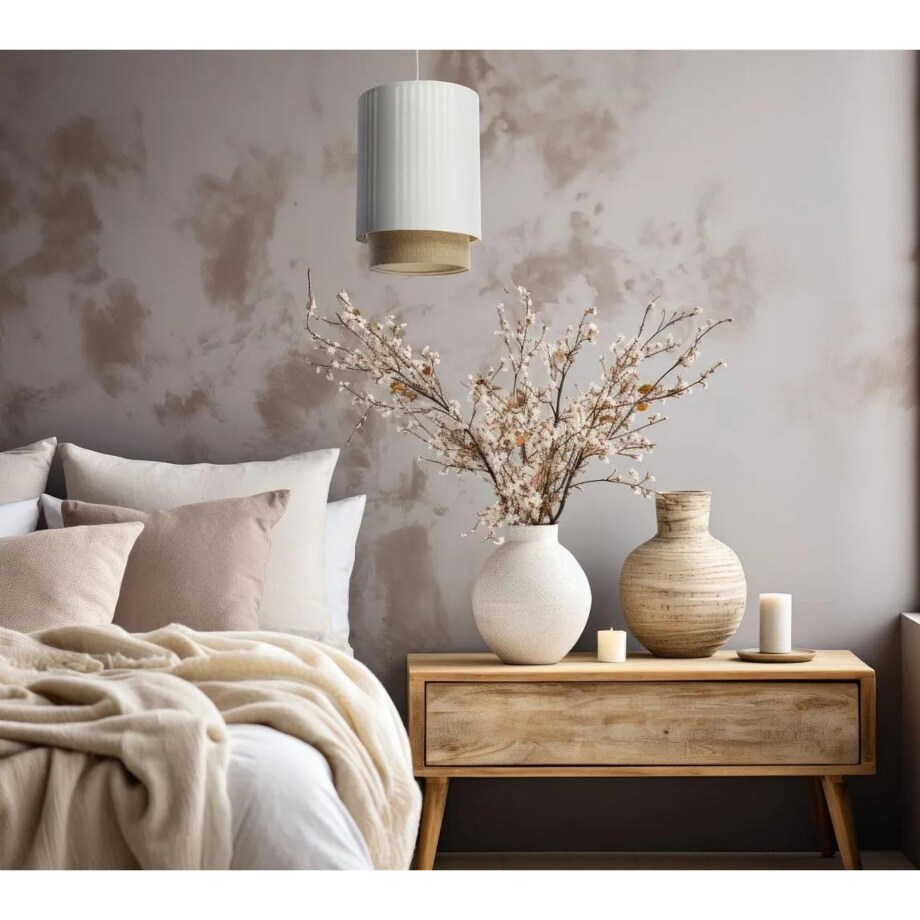 Lampa wisząca DUO LAMI LINE 25 biała/jutowa