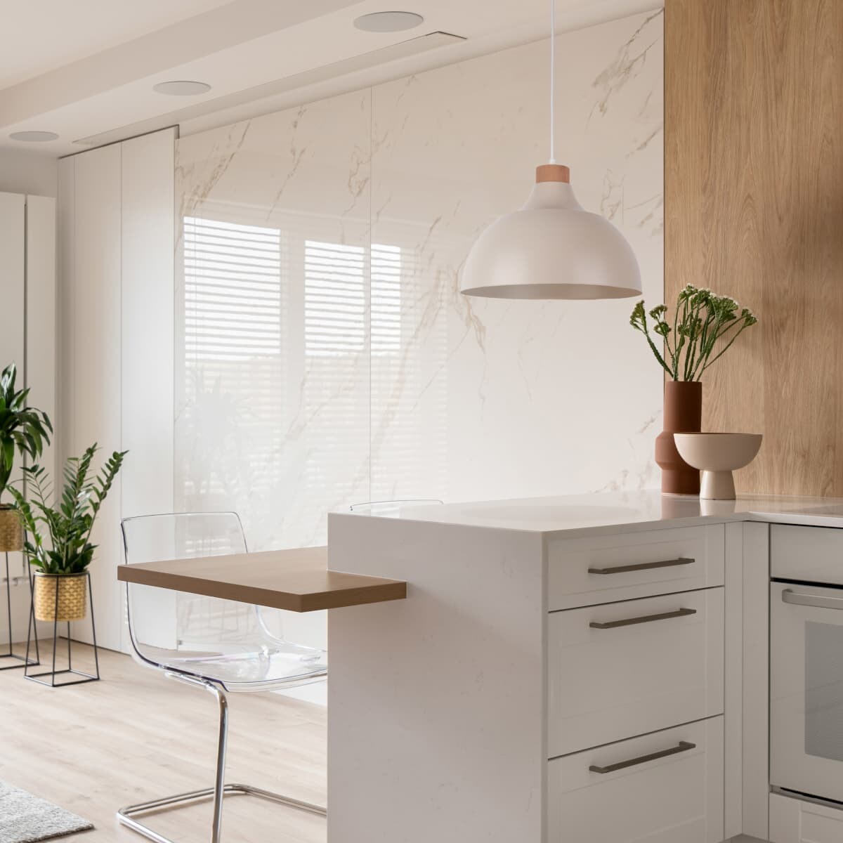 Kopułowa lampa wisząca Cap 5664 TK Lighting do salonu drewniana beżowa