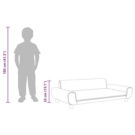 vidaXL Sofa dla dzieci, różowa, 100x54x33 cm, aksamit