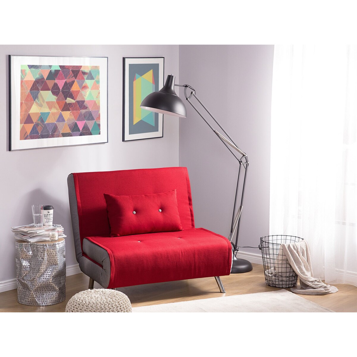 Sofa rozkładana czerwona FARRIS