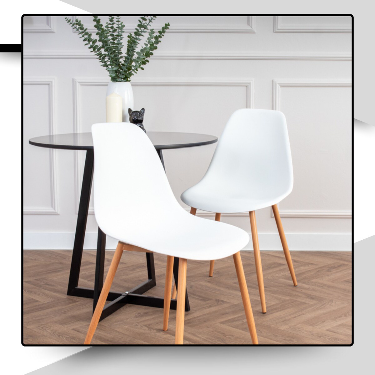 Krzesło plastikowe białe jasne nogi