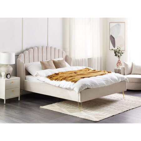 Łóżko tapicerowane 160 x 200 cm beżowe AMBILLOU