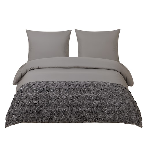 komplet pościeli "bella rosa" z aplikacją 3d róże mikrofibra 160x200 | szary