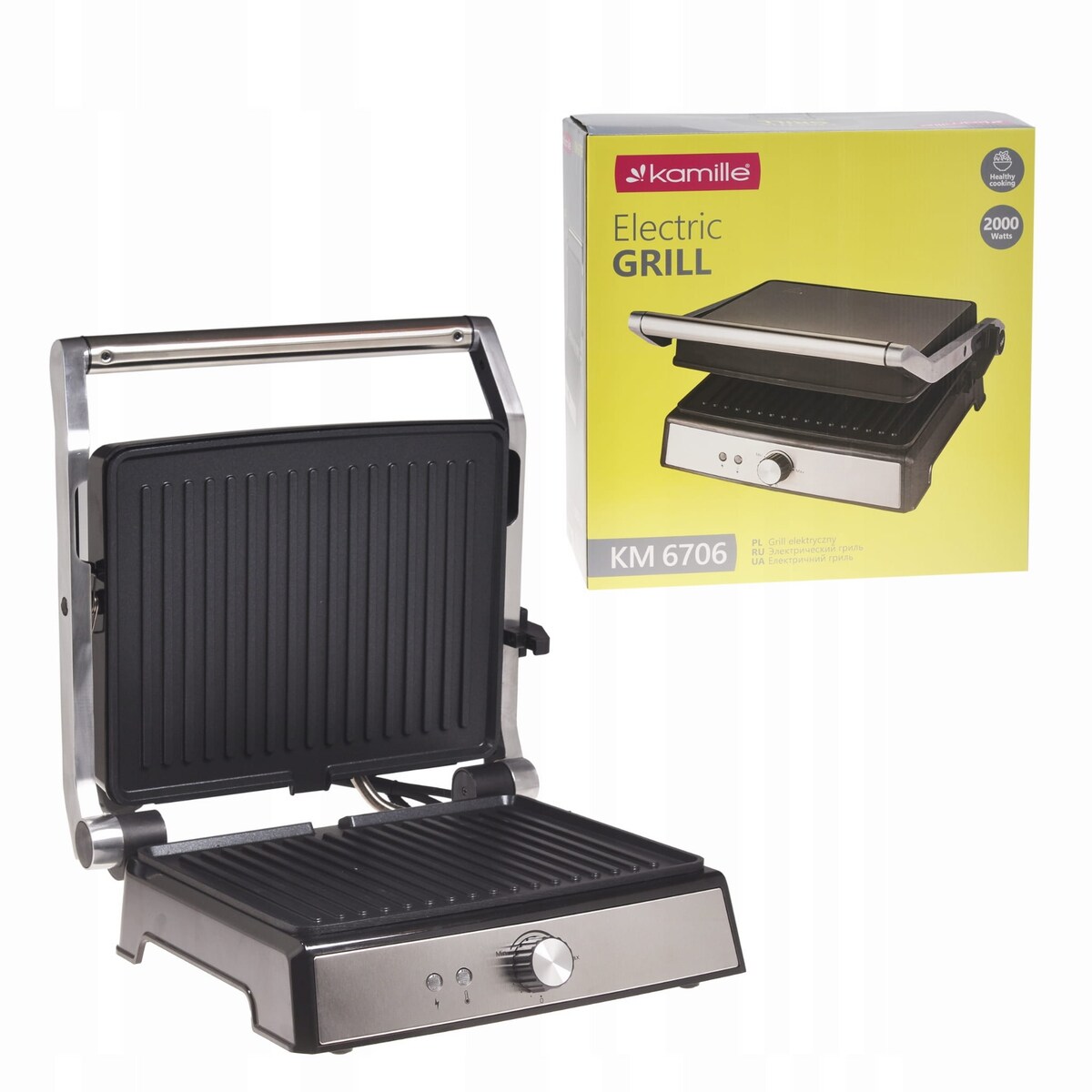 Grill elektryczny opiekacz do kanapek tortilli 2000W KAMILLE