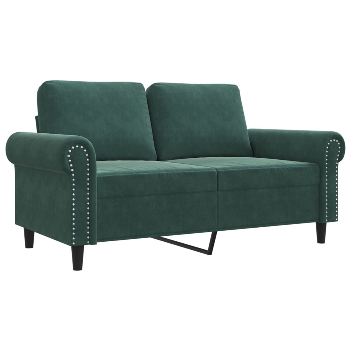 vidaXL Sofa 2-osobowa, ciemnozielona, 120 cm, tapicerowana aksamitem