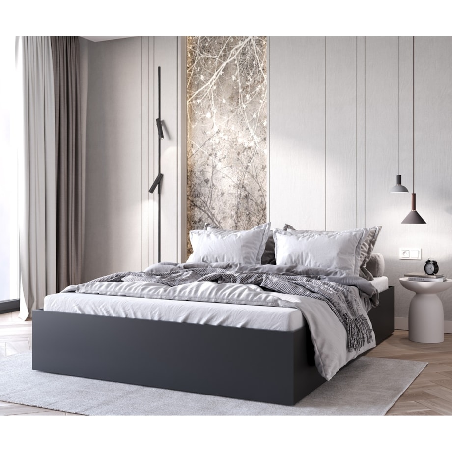 Łóżko sypialniane MOND 160x200 z pojemnikiem - czarne