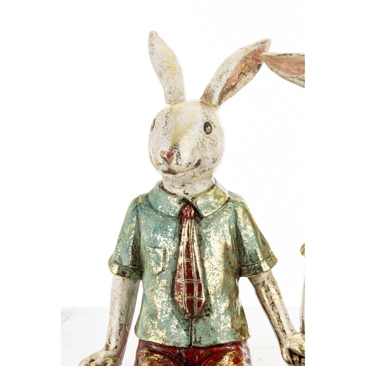 Dekoracja - para królików na ławce 24x21x6,5 cm MALJUNA-2