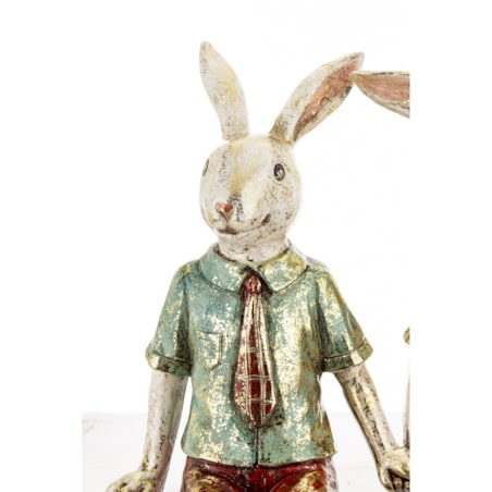 Dekoracja - para królików na ławce 24x21x6,5 cm MALJUNA-2