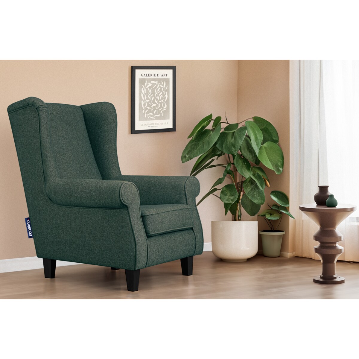 KONSIMO MILES Fotel, kolor niebieski zielony