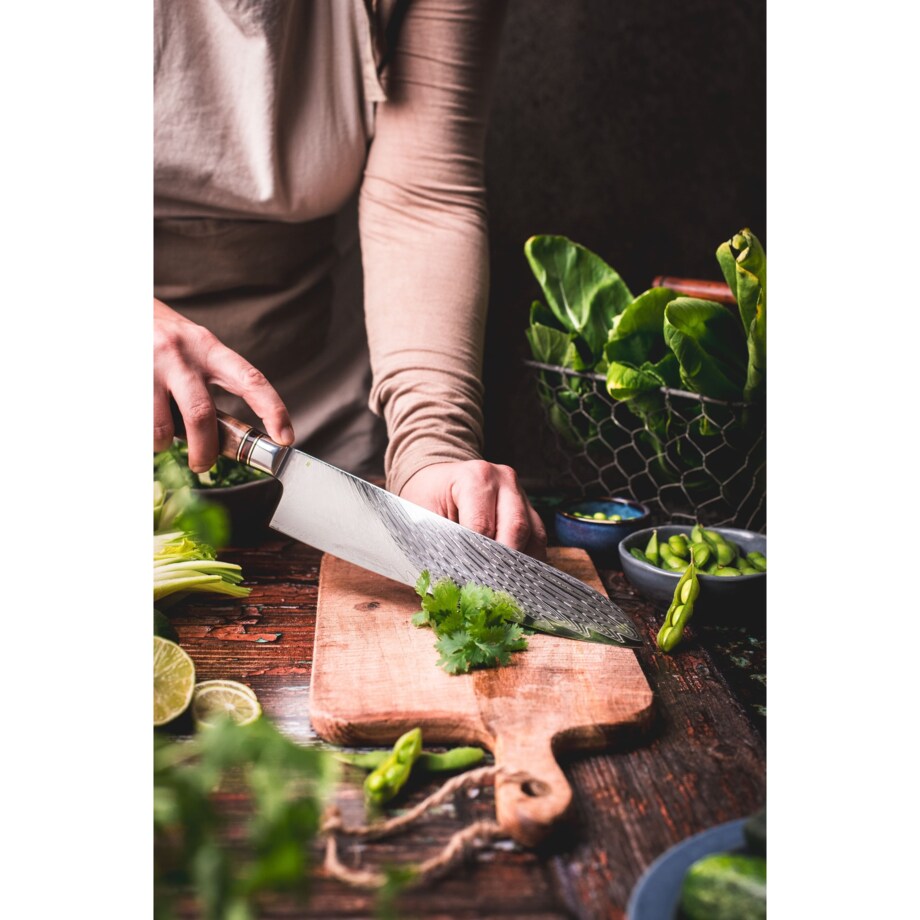 Japoński nóż szefa kuchni Koufuku w pudełku prezentowym Stal damasceńska AUS-10 Profesjonalny nóż