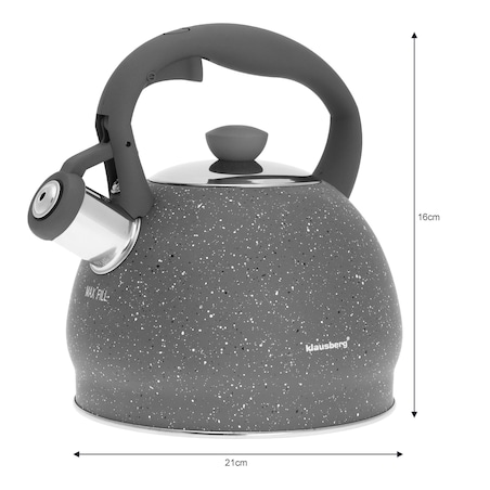 Czajnik stalowy z gwizdkiem 2L indukcja gaz szary marmurek KLAUSBERG