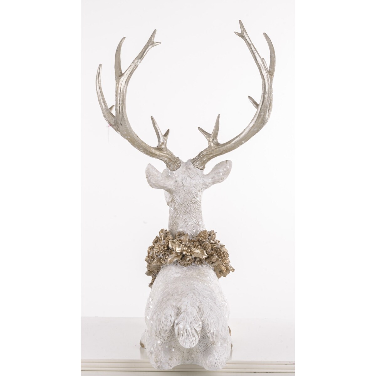 Figurka - jeleń leżący 53x50x29 cm SASEUM srebrny