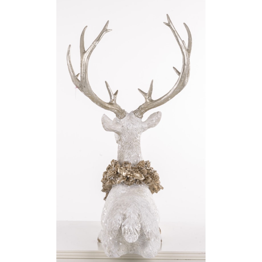 Figurka - jeleń leżący 53x50x29 cm SASEUM srebrny