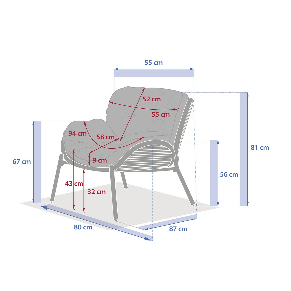 Fotel ogrodowy z poduchą, techorattan, MELOANE