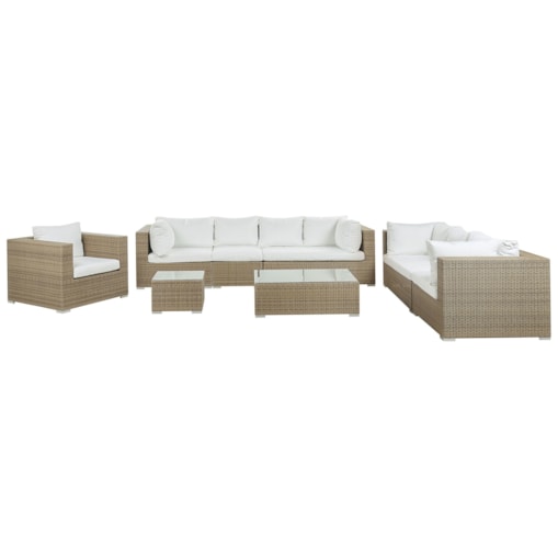 Zestaw ogrodowy z technorattanu 8-osobowy jasnobrązowy MAESTRO II