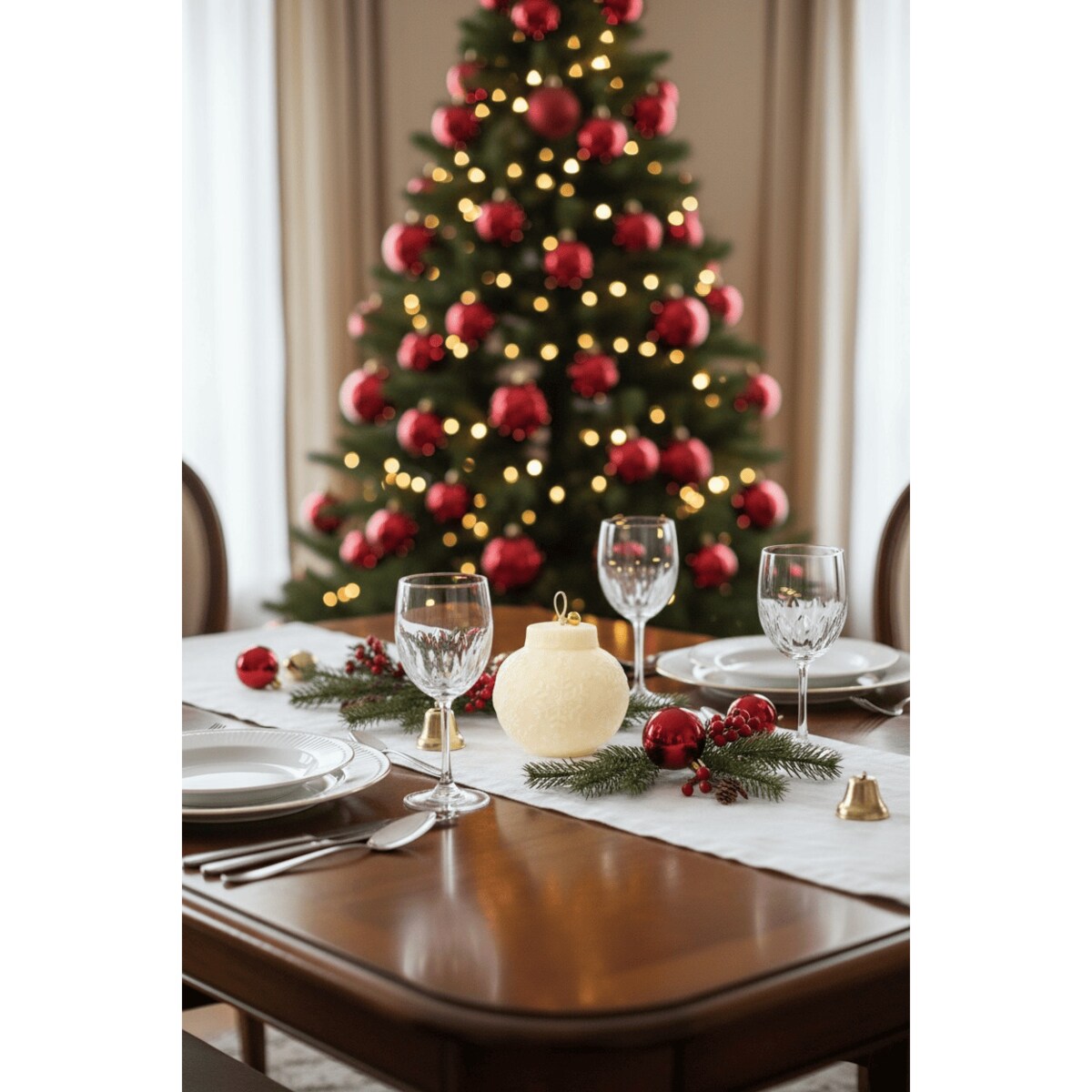 Świeca sojowa Bombka Śnieżynka – ręcznie robiona świąteczna dekoracja