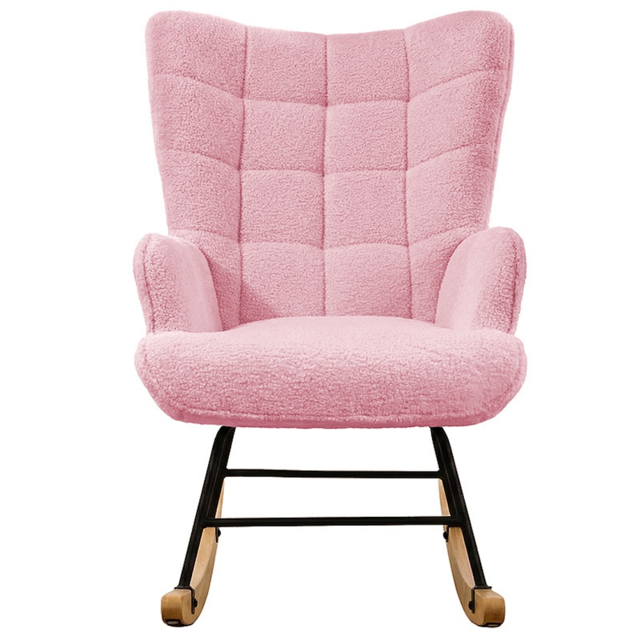 Fotel bujany tapicerowany baranek wygodny wypoczynkowy uszak salon różowy