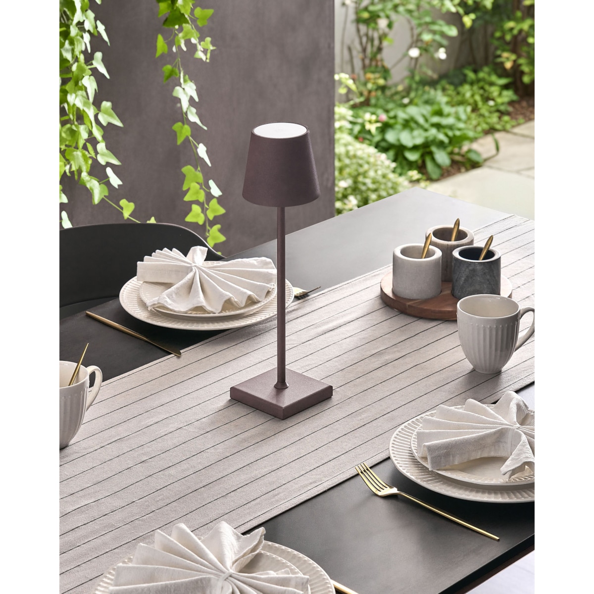 Bezprzewodowa lampa stołowa LED BACEIRO Ze ściemniaczem Metal Brązowy