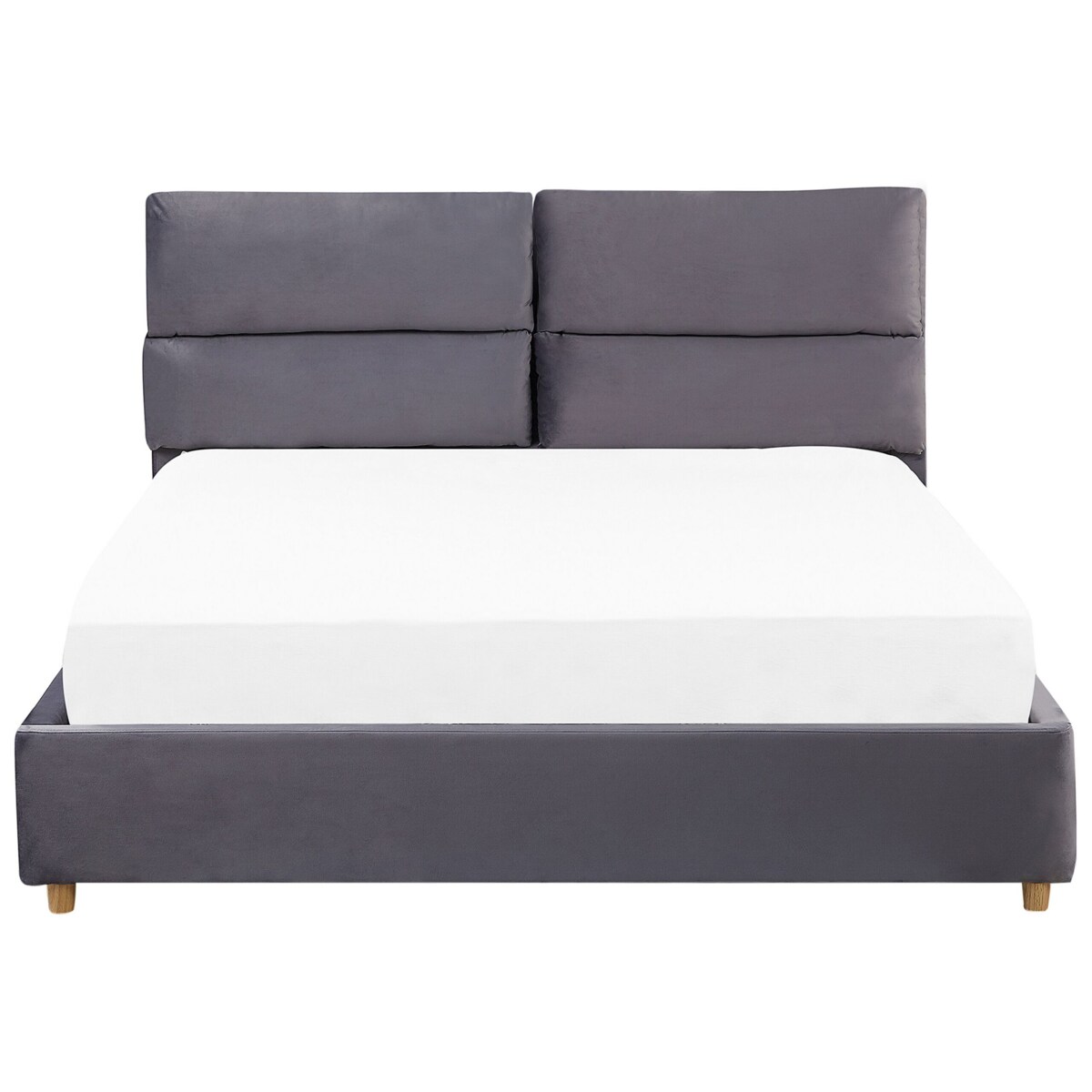 Łóżko z pojemnikiem welurowe 180 x 200 cm szare BATILLY