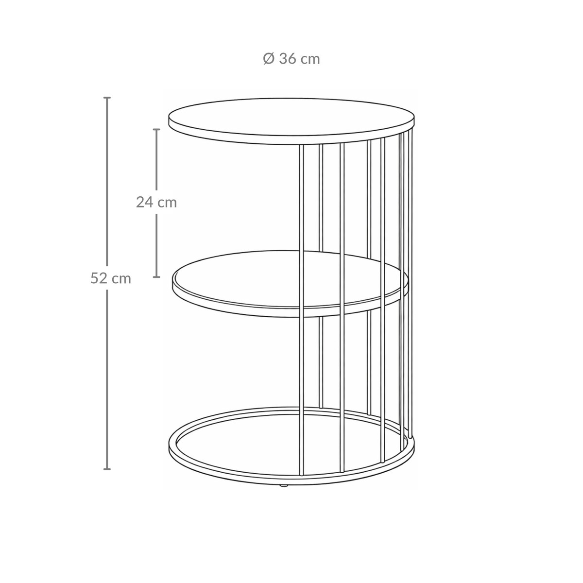 Okrągły stolik kawowy z metalu, z półką RODA, 52 cm