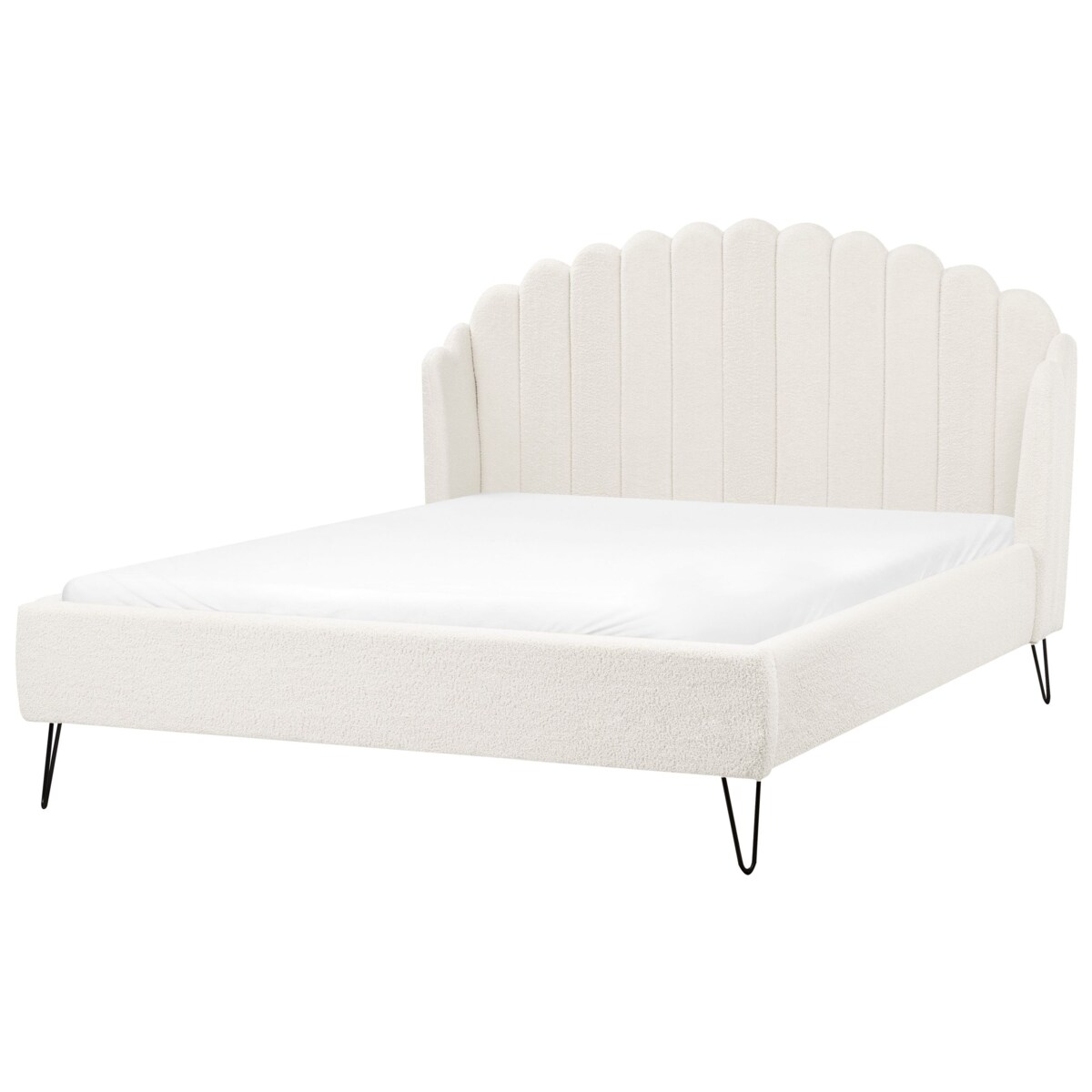 Łóżko Boucle AMBILLOU 140 x 200 cm Złamana biel