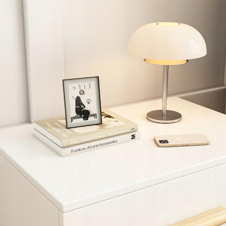 Szafka nocna z szufladą biała stolik skandynawski glamour sypialni salonu