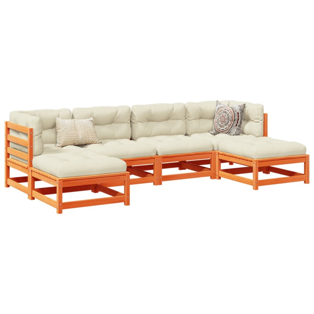 vidaXL 6-cz., ogrodowy zestaw wypoczynkowy z poduszkami, woskowy brąz