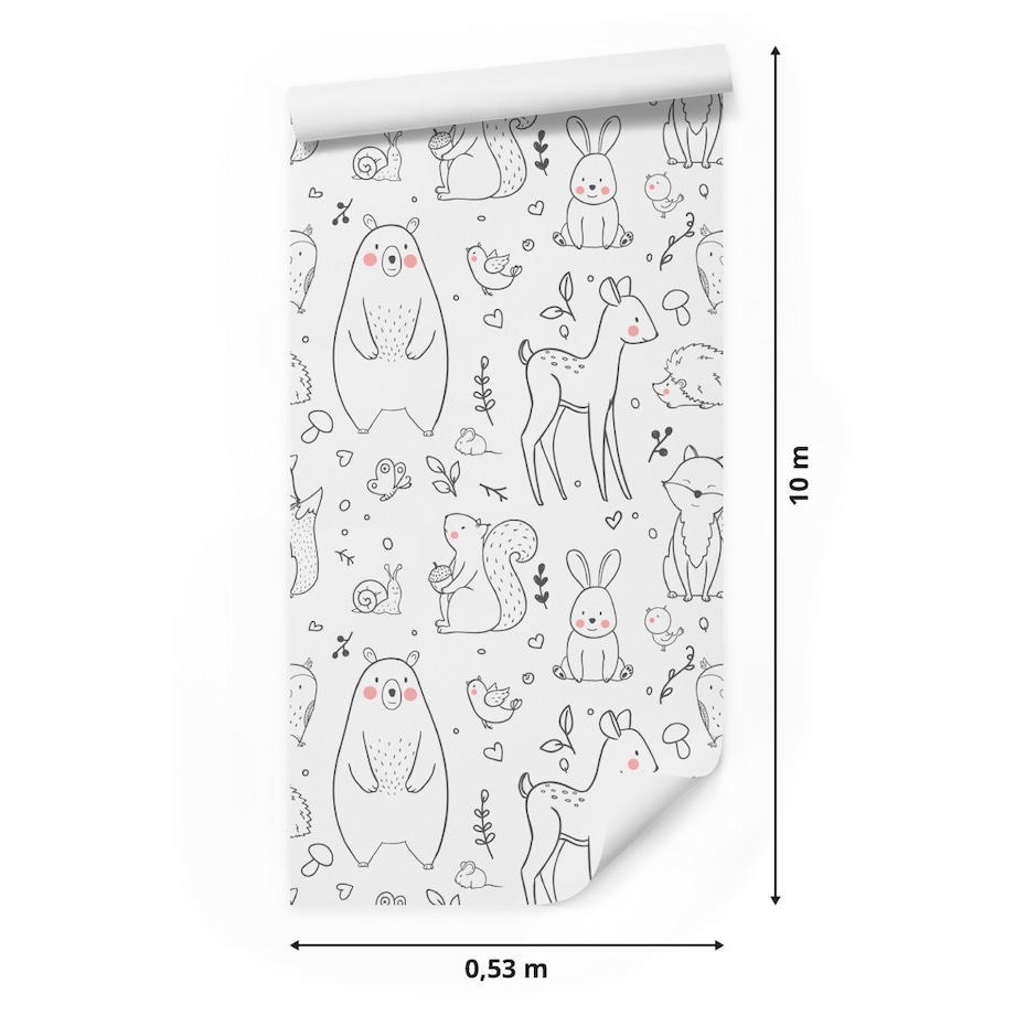 Tapeta Dla Dzieci ZWIERZĄTKA LEŚNE Listki