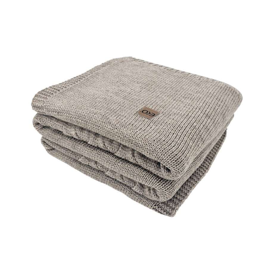 Koc dzianinowy z wełną 200x220 cm – AREZZO200 TAUPE