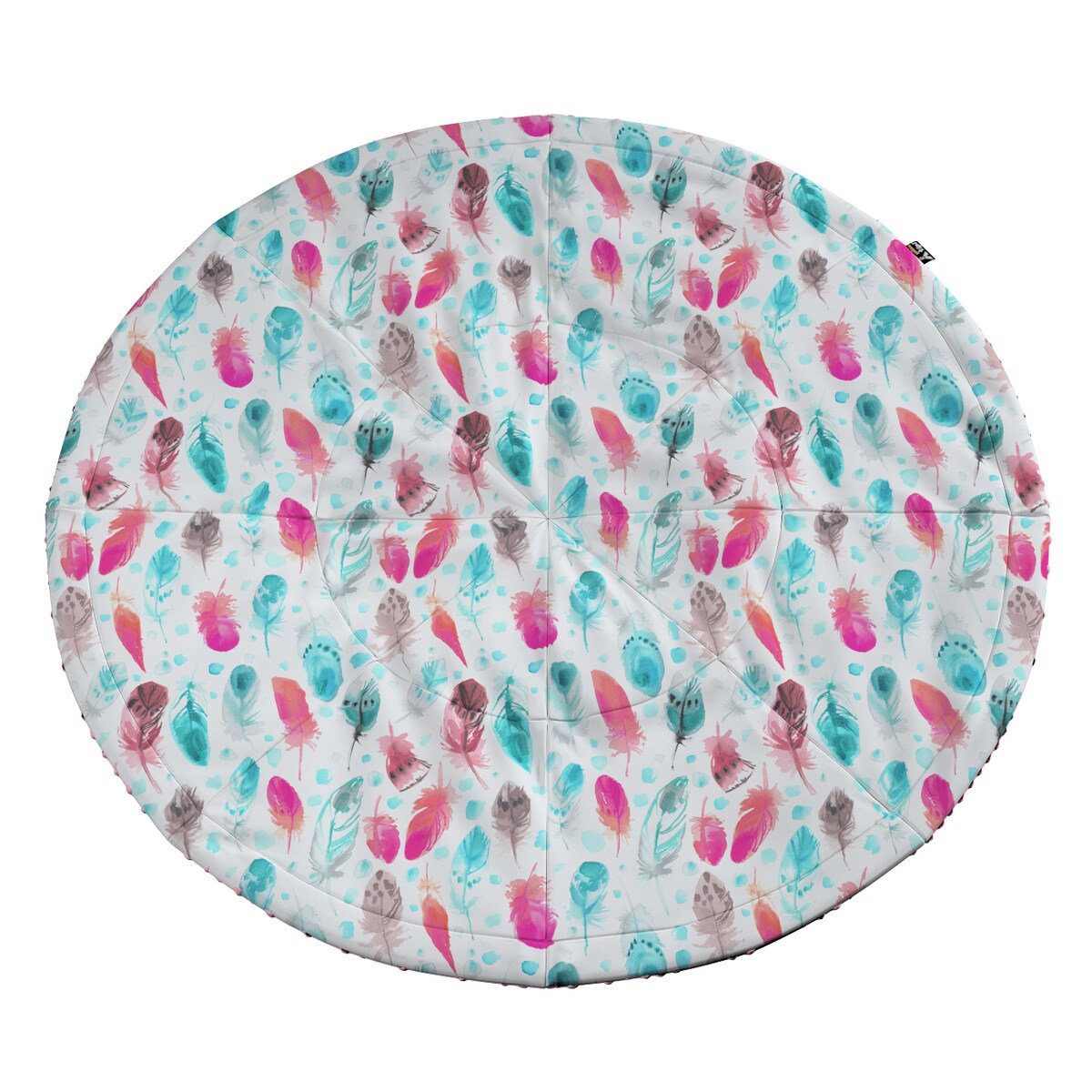 Mata okrągła, różowe i turkusowe piórka, 130cm, Magic Collection