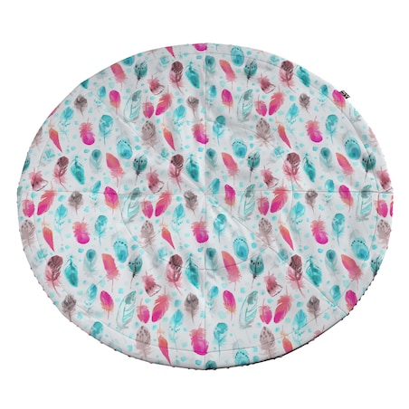 Mata okrągła, różowe i turkusowe piórka, 130cm, Magic Collection