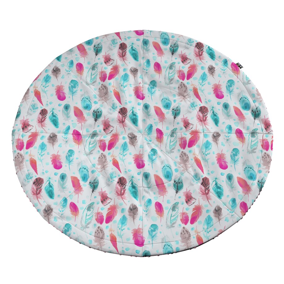 Mata okrągła, różowe i turkusowe piórka, 130cm, Magic Collection