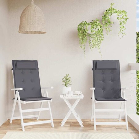 vidaXL Poduszki na krzesła z wysokim oparciem, 2 szt., antracytowe