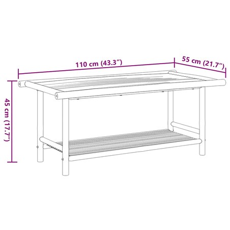 vidaXL Stolik kawowy, 110x55x45 cm, bambusowy