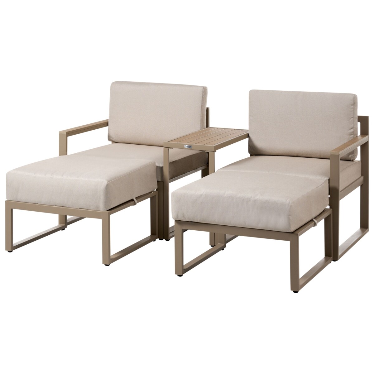 Zestaw ogrodowy ze stolikiem i otomaną dla 2 osób NOCI Modułowy Metal Beżowy