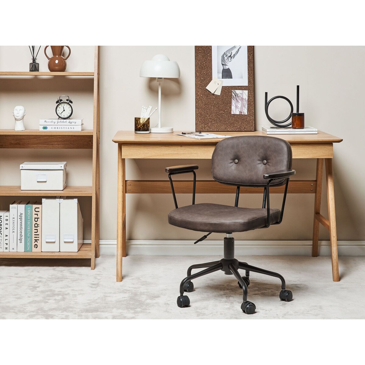 Krzesło biurowe regulowane ekoskóra ciemnobrązowe ALGERITA