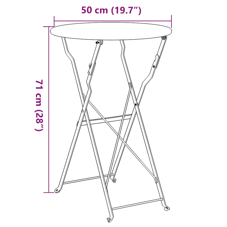 vidaXL Składany stół bistro Biały Ø50x71 cm ze stali malowanej